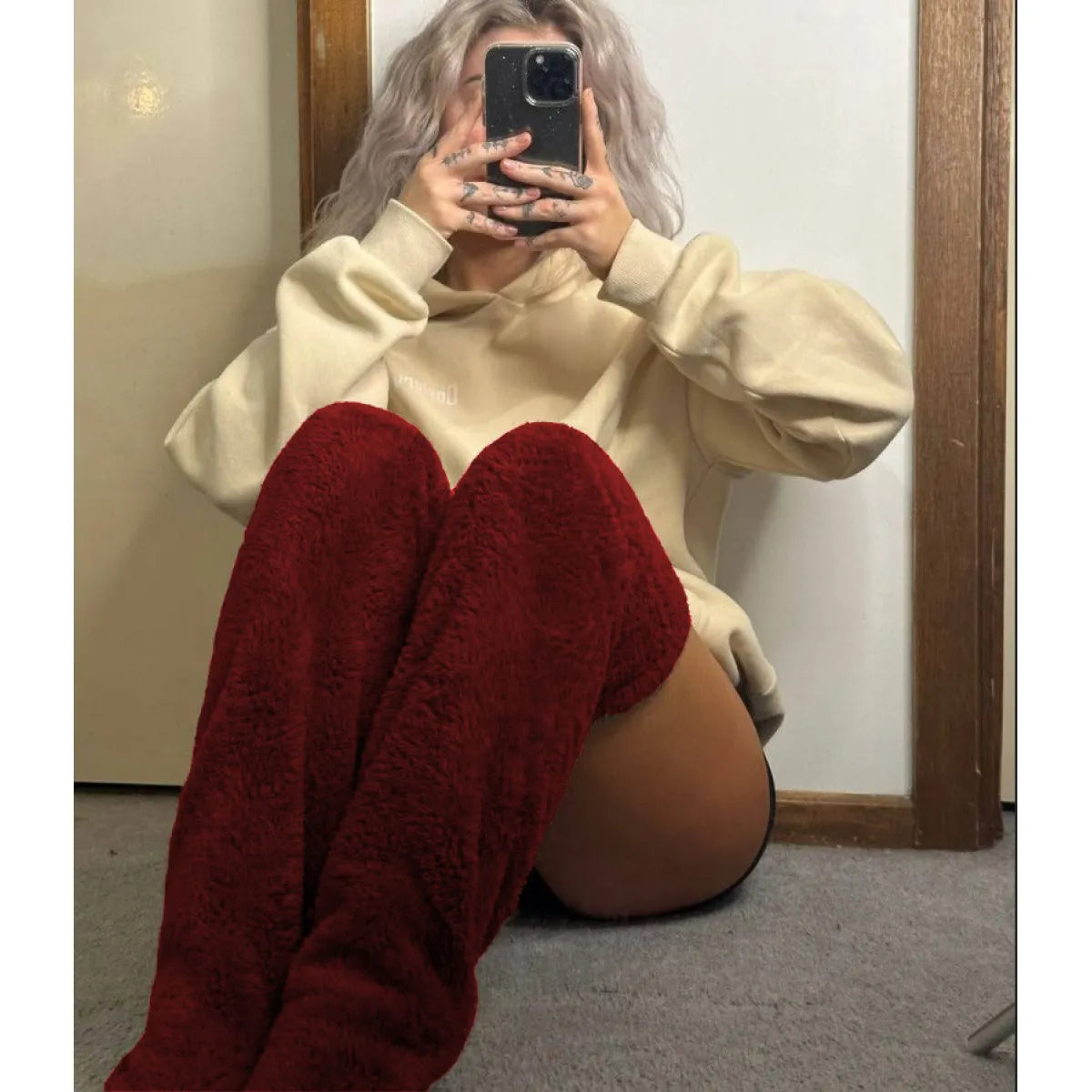 Überknie Fuzzy Warme Wintersocken