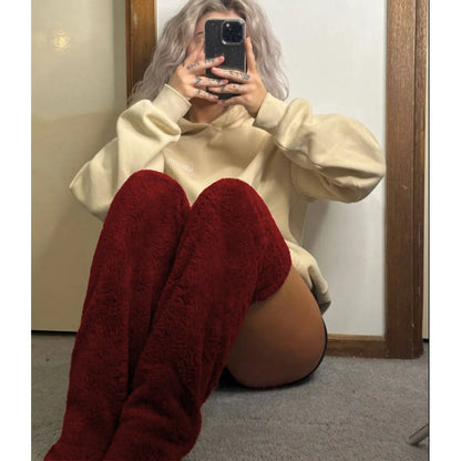 Überknie Fuzzy Warme Wintersocken